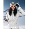 imageFREE SOLDIER Womens Waterproof Ski Snow Jacket Fleece Lined Warm Winter Rain Jacket with Hood Fully Taped SeamsLight Gray