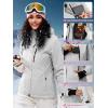 imageFREE SOLDIER Womens Waterproof Ski Snow Jacket Fleece Lined Warm Winter Rain Jacket with Hood Fully Taped SeamsLight Gray