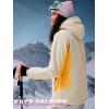 imageFREE SOLDIER Womens Waterproof Ski Snow Jacket Fleece Lined Warm Winter Rain Jacket with Hood Fully Taped SeamsLight KhakiGinger Yellow