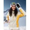 imageFREE SOLDIER Womens Waterproof Ski Snow Jacket Fleece Lined Warm Winter Rain Jacket with Hood Fully Taped SeamsLight KhakiGinger Yellow