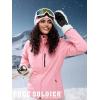 imageFREE SOLDIER Womens Waterproof Ski Snow Jacket Fleece Lined Warm Winter Rain Jacket with Hood Fully Taped SeamsPink