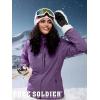 imageFREE SOLDIER Womens Waterproof Ski Snow Jacket Fleece Lined Warm Winter Rain Jacket with Hood Fully Taped SeamsPurple