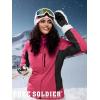 imageFREE SOLDIER Womens Waterproof Ski Snow Jacket Fleece Lined Warm Winter Rain Jacket with Hood Fully Taped SeamsRose Red