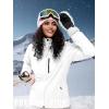 imageFREE SOLDIER Womens Waterproof Ski Snow Jacket Fleece Lined Warm Winter Rain Jacket with Hood Fully Taped SeamsWhite