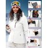imageFREE SOLDIER Womens Waterproof Ski Snow Jacket Fleece Lined Warm Winter Rain Jacket with Hood Fully Taped SeamsWhite