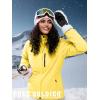 imageFREE SOLDIER Womens Waterproof Ski Snow Jacket Fleece Lined Warm Winter Rain Jacket with Hood Fully Taped SeamsYellow