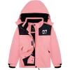 imageFREE SOLDIER Boys Girls Waterproof Ski Jacket Fleece Lined Warm Winter Snow Coat Kids Winter Jacket with Detachable HoodCoral Pink