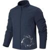 imageFREE SOLDIER Mens Waterproof Softshell Jacket Lightweight Fleece Lined Jacket Outdoor Hiking WindbreakerDark Navy
