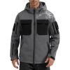 imageFREE SOLDIER Mens Waterproof Softshell Jacket Thick Fleece Lined Outdoor Jacket Tactical Military Hoodie WindbreakerBlack Gray