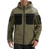 imageFREE SOLDIER Mens Waterproof Softshell Jacket Thick Fleece Lined Outdoor Jacket Tactical Military Hoodie WindbreakerBlack Green