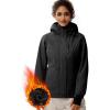 imageFREE SOLDIER Womens Waterproof Ski Snow Jacket Fleece Lined Warm Winter Rain Jacket with Hood Fully Taped SeamsBlack