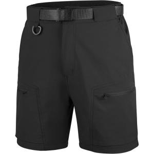 imageFREE SOLDIER Mens Cargo Hiking Shorts with Belt Lightweight Quick Dry Tactical Shorts with Pockets for Casual Work GolfBlack