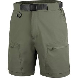 imageFREE SOLDIER Mens Cargo Hiking Shorts with Belt Lightweight Quick Dry Tactical Shorts with Pockets for Casual Work GolfFir Green