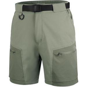 imageFREE SOLDIER Mens Cargo Hiking Shorts with Belt Lightweight Quick Dry Tactical Shorts with Pockets for Casual Work GolfMix Fir Green