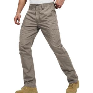 imageFREE SOLDIER Mens Cargo Pants Water Resistant Ripstop Tactical Pants for Men Work Pants Lightweight Outdoor Hiking Pants MenClassic Khaki