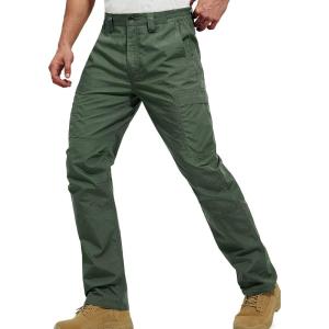 imageFREE SOLDIER Mens Cargo Pants Water Resistant Ripstop Tactical Pants for Men Work Pants Lightweight Outdoor Hiking Pants MenOlive Green