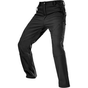 imageFREE SOLDIER Mens Fleece Lined Outdoor Cargo Hiking Pants Water Repellent Softshell Snow Ski Pants with Zipper PocketsBlack