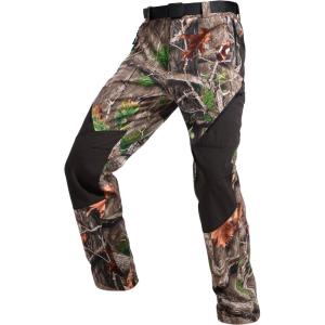 imageFREE SOLDIER Mens Fleece Lined Outdoor Cargo Hiking Pants Water Repellent Softshell Snow Ski Pants with Zipper PocketsDark Camo