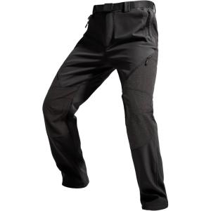 imageFREE SOLDIER Mens Fleece Lined Outdoor Cargo Hiking Pants Water Repellent Softshell Snow Ski Pants with Zipper PocketsGraphite Black