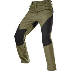 imageFREE SOLDIER Mens Fleece Lined Outdoor Cargo Hiking Pants Water Repellent Softshell Snow Ski Pants with Zipper PocketsGreen Black