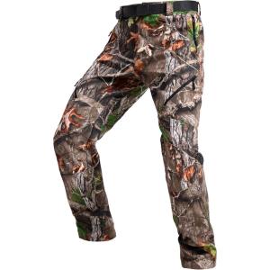 imageFREE SOLDIER Mens Fleece Lined Outdoor Cargo Hiking Pants Water Repellent Softshell Snow Ski Pants with Zipper PocketsHunting Camo