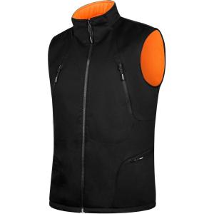 imageFREE SOLDIER Mens Lightweight Golf Vest Outerwear Windproof Reversible Sleeveless Softshell Jacket Running VestBlackorange
