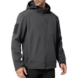 imageFREE SOLDIER Mens Lightweight Softshell Jacket Winter Fleece Lined Hooded Rain Waterproof Hiking Outdoor JacketsGray