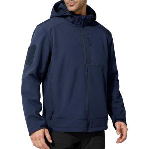 imageFREE SOLDIER Mens Lightweight Softshell Jacket Winter Fleece Lined Hooded Rain Waterproof Hiking Outdoor JacketsNavy