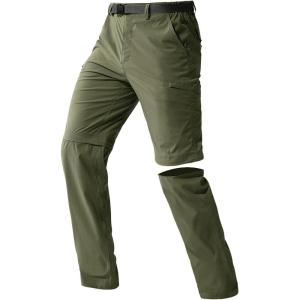 imageFREE SOLDIER Mens Outdoor Convertible Hiking Pants with Belt Lightweight Quick Dry Tactical Cargo Pants Nylon SpandexArmy Green
