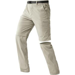 imageFREE SOLDIER Mens Outdoor Convertible Hiking Pants with Belt Lightweight Quick Dry Tactical Cargo Pants Nylon SpandexIvory White