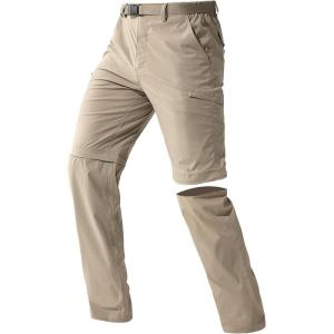 imageFREE SOLDIER Mens Outdoor Convertible Hiking Pants with Belt Lightweight Quick Dry Tactical Cargo Pants Nylon SpandexKhaki