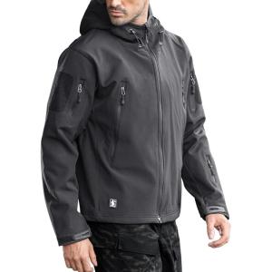 imageFREE SOLDIER Mens Outdoor Waterproof Soft Shell Hooded Military Tactical JacketGray