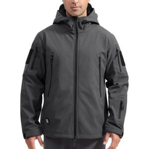 imageFREE SOLDIER Mens Outdoor Waterproof Soft Shell Hooded Military Tactical JacketGray Melange