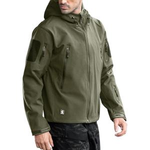 imageFREE SOLDIER Mens Outdoor Waterproof Soft Shell Hooded Military Tactical JacketGreen