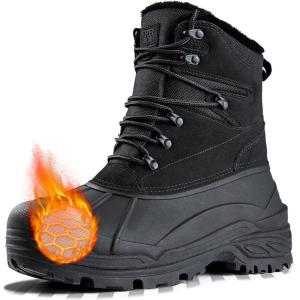 imageFREE SOLDIER Mens Snow Winter Boots Waterproof Wram Boots for Men Nonslip Outdoor Snow FootwearBlack 10