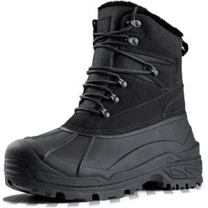 imageFREE SOLDIER Mens Snow Winter Boots for Men Warm Fleece Lining Winter Ski Shoes Waterproof Insulated BootiesBlack