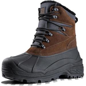 imageFREE SOLDIER Mens Snow Winter Boots for Men Warm Fleece Lining Winter Ski Shoes Waterproof Insulated BootiesBrown