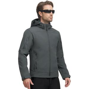 imageFREE SOLDIER Mens Softshell Hiking Jacket Waterproof Hooded Tactical Hunting JacketDark Gray