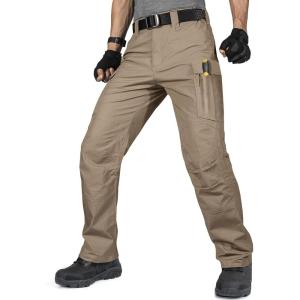 imageFREE SOLDIER Mens Tactical Pants Water Resistant Ripstop Cargo Work Lightweight EDC Hiking Pants with Multi PocketsBrown