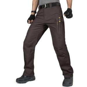 imageFREE SOLDIER Mens Tactical Pants Water Resistant Ripstop Cargo Work Lightweight EDC Hiking Pants with Multi PocketsCoffee Brown