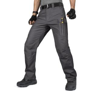 imageFREE SOLDIER Mens Tactical Pants Water Resistant Ripstop Cargo Work Lightweight EDC Hiking Pants with Multi PocketsGray