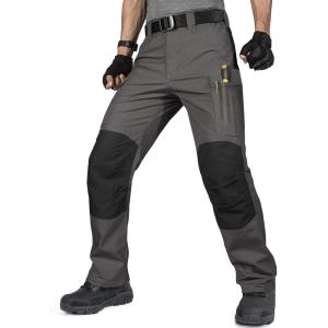 imageFREE SOLDIER Mens Tactical Pants Water Resistant Ripstop Cargo Work Lightweight EDC Hiking Pants with Multi PocketsGray Black