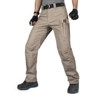 imageFREE SOLDIER Mens Tactical Pants Water Resistant Ripstop Cargo Work Lightweight EDC Hiking Pants with Multi PocketsKhaki Colour