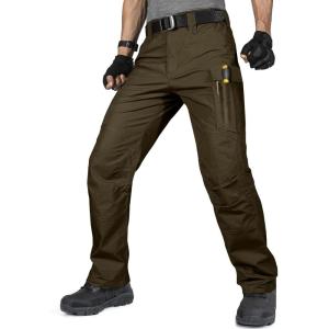 imageFREE SOLDIER Mens Tactical Pants Water Resistant Ripstop Cargo Work Lightweight EDC Hiking Pants with Multi PocketsMoss Green