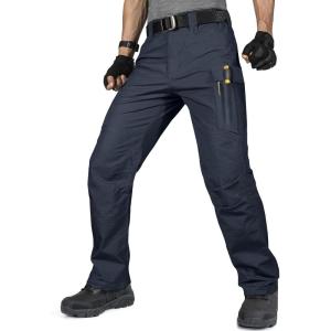imageFREE SOLDIER Mens Tactical Pants Water Resistant Ripstop Cargo Work Lightweight EDC Hiking Pants with Multi PocketsNavy