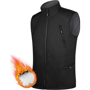 imageFREE SOLDIER Mens Warm Golf Vest Outerwear Windproof Reversible Puffer Vest Sleeveless Jacket for Casual Hiking TravelBlackdark Grey