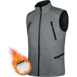 imageFREE SOLDIER Mens Warm Golf Vest Outerwear Windproof Reversible Puffer Vest Sleeveless Jacket for Casual Hiking TravelLight Grayblack