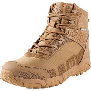 imageFREE SOLDIER Mens Waterproof Hiking Lightweight Work Military Tactical Boots Durable Combat BootsBrown 11 Wide US