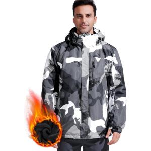 imageFREE SOLDIER Mens Waterproof Ski Snow Jacket Fleece Lined Warm Winter Rain Jacket with Hood Fully Taped SeamsCamouflage
