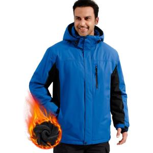 imageFREE SOLDIER Mens Waterproof Ski Snow Jacket Fleece Lined Warm Winter Rain Jacket with Hood Fully Taped SeamsSky Blue